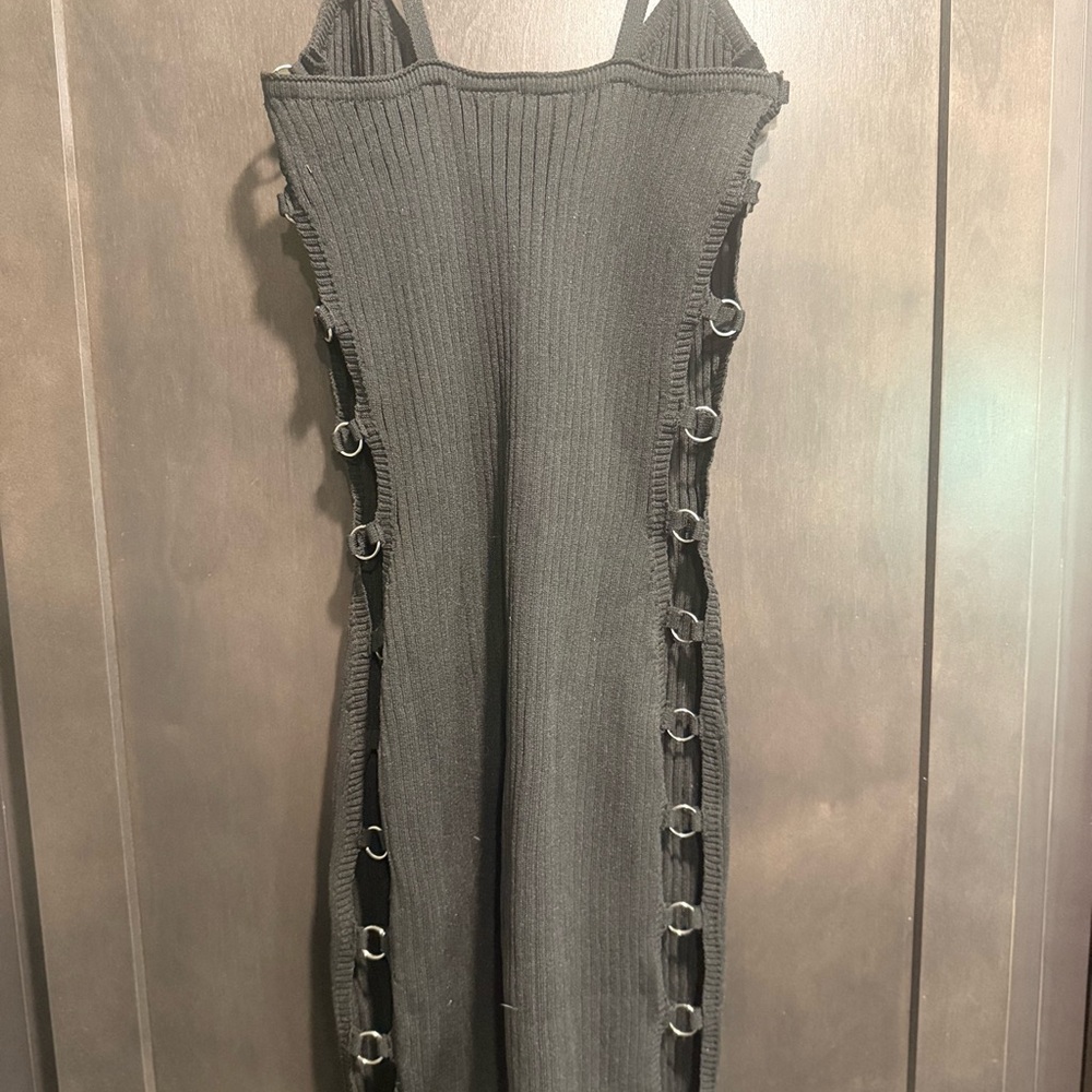 Windsor Black Backless Dress with Ring Accents